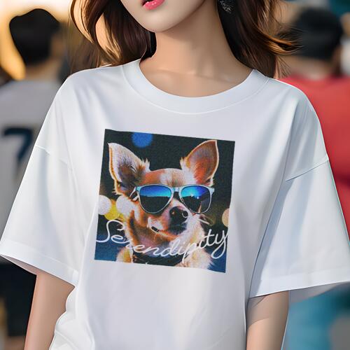 チワワ Tシャツ 犬愛 ユニークデザインレディース 犬ファン 半袖 春夏 プリント カジュアル かわいい 人間用 ギフト 個性的 サングラス チワワ
