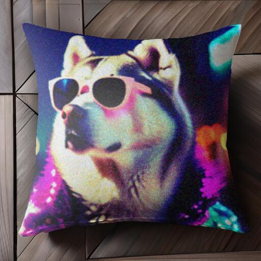 サングラス シベリアンハスキー ライト クッションカバー 45×45cm アニマル柄 おしゃれ 可愛い クッシ..
