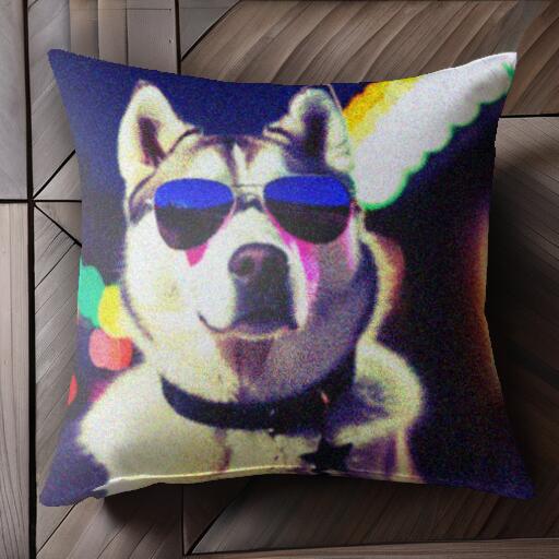 サングラス シベリアンハスキー ライト クッションカバー 45×45cm アニマル柄 おしゃれ 可愛い クッシ..