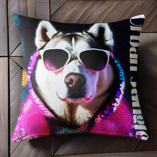 サングラス シベリアンハスキー クッションカバー 45×45cm アニマル柄 おしゃれ 可愛い クッション本体..
