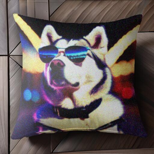 サングラス シベリアンハスキー ライト クッションカバー 45×45cm アニマル柄 おしゃれ 可愛い クッシ..