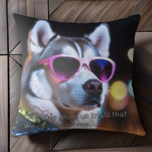 サングラス シベリアンハスキー ライト クッションカバー 45×45cm アニマル柄 おしゃれ 可愛い クッシ..