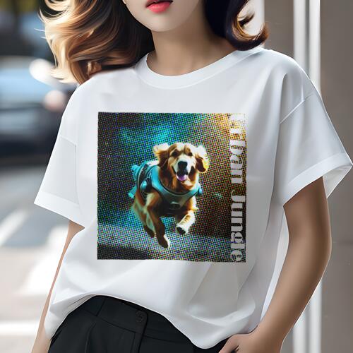 ゴールデンレトリバー Tシャツ 犬愛 ユニークデザインレディース 犬ファン 半袖 春夏 プリント カジュアル かわいい 人間用 ギフト 個性的 宇宙服 ゴールデンレトリバー