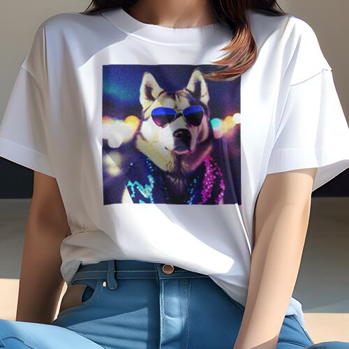 ハスキー Tシャツ 犬愛 ユニークデザインレディース 犬ファン 半袖 春夏 プリント カジュアル かわいい..