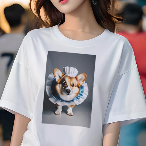 コーギー Tシャツ 犬愛 ユニークデザインレディース 犬ファン 半袖 春夏 プリント カジュアル かわいい 人間用 ギフト 個性的 メイド コーギー コスチューム