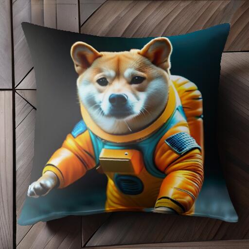 宇宙服 柴犬 宇宙 クッションカバー 45×45cm アニマル柄 おしゃれ 可愛い クッション本体付き 正方形