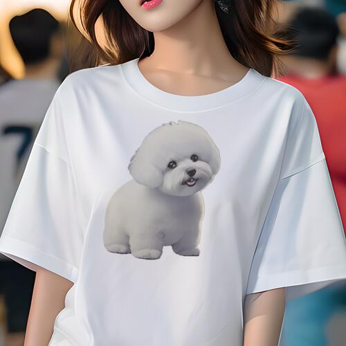 ビションフリーゼ Tシャツ 犬愛 ユニークデザインレディース 犬ファン 半袖 春夏 プリント カジュアル かわいい 人間用 ギフト 個性的 ビションフリーゼのサムネイル