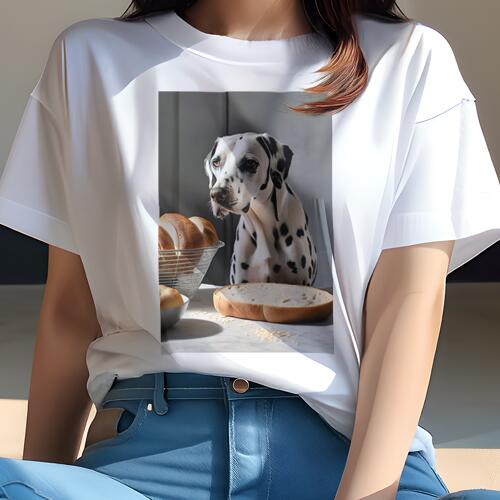 ダルメシアン Tシャツ 犬愛 ユニークデザインレディース 犬ファン 半袖 春夏 プリント カジュアル かわいい 人間用 ギフト 個性的 パン ダルメシアン 食パン ダルメシアン Tシャツ 犬愛 ユニークデザインレディース 犬ファン 半袖 春夏 プリント カジュアル かわいい 人間用 ギフト 個性的 パン ダルメシアン 食パン