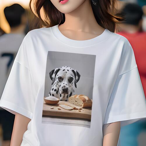 ダルメシアン Tシャツ 犬愛 ユニークデザインレディース 犬ファン 半袖 春夏 プリント カジュアル かわ..