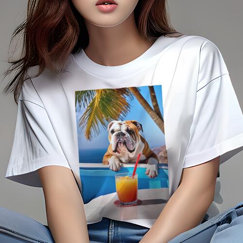 ブルドッグ Tシャツ 犬愛 ユニークデザインレディース 犬ファン 半袖 春夏 プリント カジュアル かわいい 人間用 ギフト 個性的 カクテル ブルドッグ 海 ヤシの木 リゾート ブルドッグ Tシャツ 犬愛 ユニークデザインレディース 犬ファン 半袖 春夏 プリント カジュアル かわいい 人間用 ギフト 個性的 カクテル ブルドッグ 海 ヤシの木 リゾート