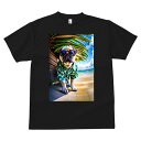 パグ Tシャツ 犬愛 ユニークデザインメンズ キッズ 犬ファン 半袖 春夏 プリント カジュアル かわいい 人間用 ギフト 個性的 サングラス パグ アロハシャツ ビーチ 海
