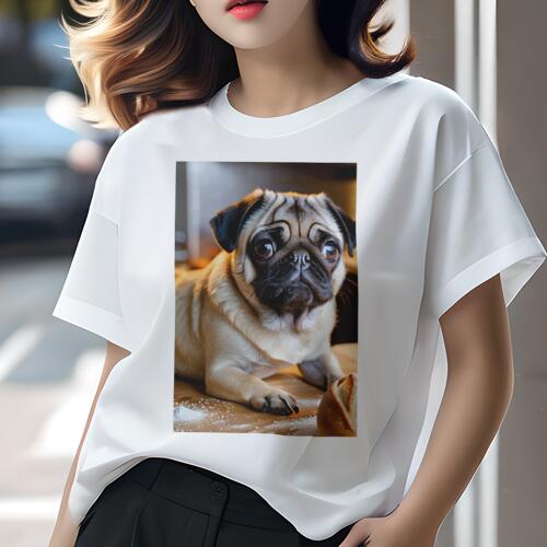 パグ Tシャツ 犬愛 ユニークデザインレディース 犬ファン 半袖 春夏 プリント カジュアル かわいい 人..