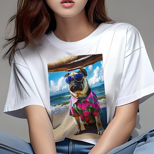 パグ Tシャツ 犬愛 ユニークデザインレディース 犬ファン 半袖 春夏 プリント カジュアル かわいい 人..