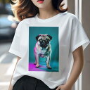 パグ Tシャツ 犬愛 ユニークデザインレディース 犬ファン 半袖 春夏 プリント カジュアル かわいい 人間用 ギフト 個性的 パグ(4)
