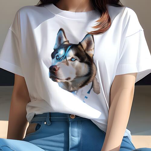 シベリアンハスキー Tシャツ 犬愛 ユニークデザインレディース 犬ファン 半袖 春夏 プリント カジュアル かわいい 人間用 ギフト 個性的 シベリアンハスキー