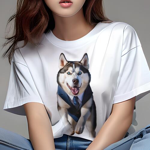 シベリアンハスキー Tシャツ 犬愛 ユニークデザインレディース 犬ファン 半袖 春夏 プリント カジュア..
