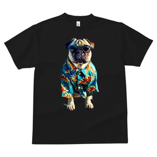 パグ Tシャツ 犬愛 ユニークデザインレディース 犬ファン 半袖 春夏 プリント カジュアル かわいい 人間用 ギフト 個性的 アロハシャツ パグ サングラス