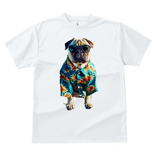 パグ Tシャツ 犬愛 ユニークデザインレディース 犬ファン 半袖 春夏 プリント カジュアル かわいい 人間用 ギフト 個性的 アロハシャツ パグ サングラス