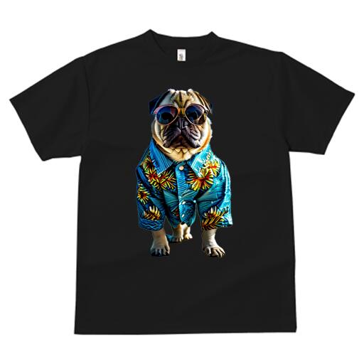 パグ Tシャツ 犬愛 ユニークデザインレディース 犬ファン 半袖 春夏 プリント カジュアル かわいい 人間用 ギフト 個性的 アロハシャツ パグ サングラス 夏 バケーション
