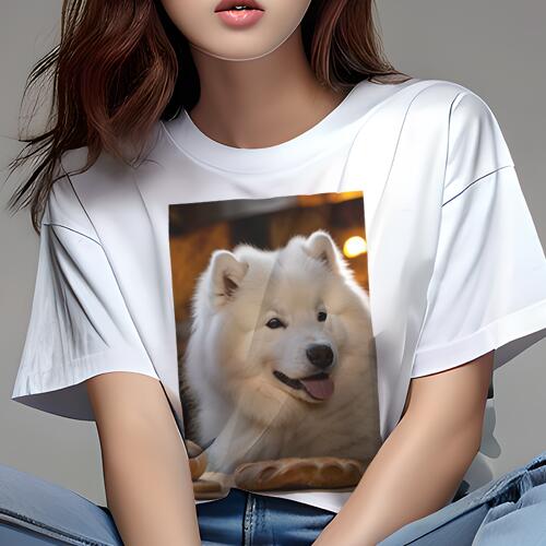 サモエド Tシャツ 犬愛 ユニークデザインレディース 犬ファン 半袖 春夏 プリント カジュアル かわいい 人間用 ギフト 個性的 パン サモエド