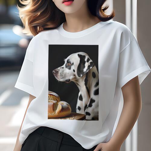 ダルメシアン Tシャツ 犬愛 ユニークデザインレディース 犬ファン 半袖 春夏 プリント カジュアル かわいい 人間用 ギフト 個性的 パン ダルメシアン