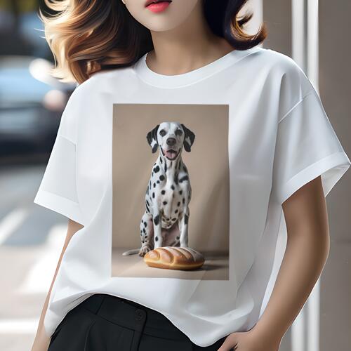 ダルメシアン Tシャツ 犬愛 ユニークデザインレディース 犬ファン 半袖 春夏 プリント カジュアル かわいい 人間用 ギフト 個性的 パン ダルメシアン