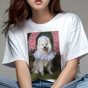 サモエド Tシャツ 犬愛 ユニークデザインレディース 犬ファン 半袖 春夏 プリント カジュアル かわいい 人間用 ギフト 個性的 花飾り サモエド フリル 帽子