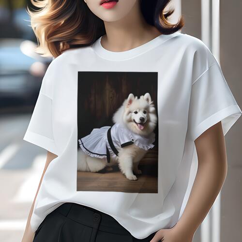 ジャパニーズスピッツ Tシャツ 犬愛 ユニークデザインレディース 犬ファン 半袖 春夏 プリント カジュ..