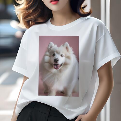 アメリカンエスキモードッグ Tシャツ 犬愛 ユニークデザインレディース 犬ファン 半袖 春夏 プリント カジュアル かわいい 人間用 ギフ..
