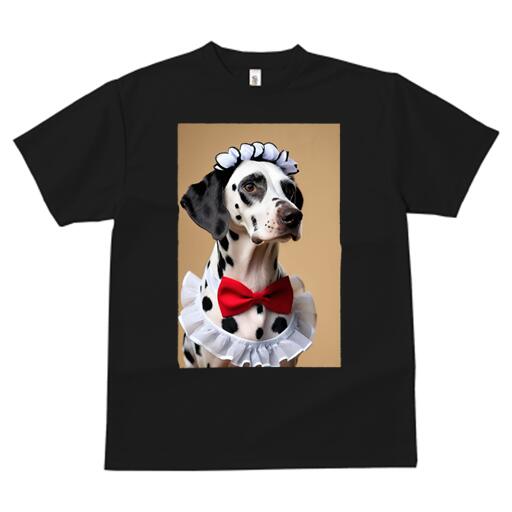 ダルメシアン Tシャツ 犬愛 ユニークデザインレディース 犬ファン 半袖 春夏 プリント カジュアル かわいい 人間用 ギフト 個性的 リボン ダルメシアン フリル