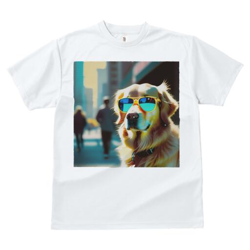 ゴールデンレトリバー Tシャツ 犬愛 ユニークデザインレディース 犬ファン 半袖 春夏 プリント カジュアル かわいい 人間用 ギフト 個性的 サングラス ゴールデンレトリバー 街