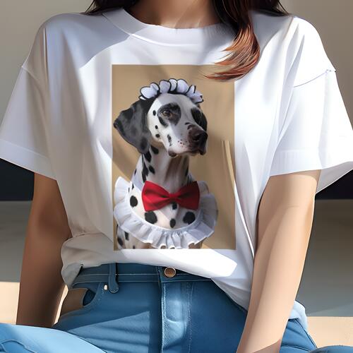 ダルメシアン Tシャツ 犬愛 ユニークデザインレディース 犬ファン 半袖 春夏 プリント カジュアル かわいい 人間用 ギフト 個性的 リボン ダルメシアン フリル ダルメシアン Tシャツ 犬愛 ユニークデザインレディース 犬ファン 半袖 春夏 プリント カジュアル かわいい 人間用 ギフト 個性的 リボン ダルメシアン フリル