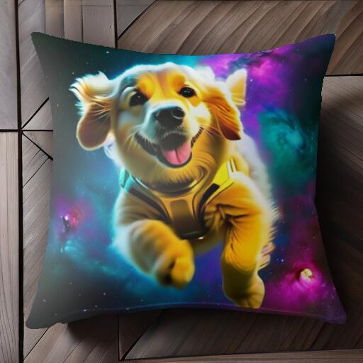 宇宙 ゴールデンレトリバー スペース 銀河 クッションカバー 45×45cm アニマル柄 おしゃれ 可愛い クッション本体付き 正方形