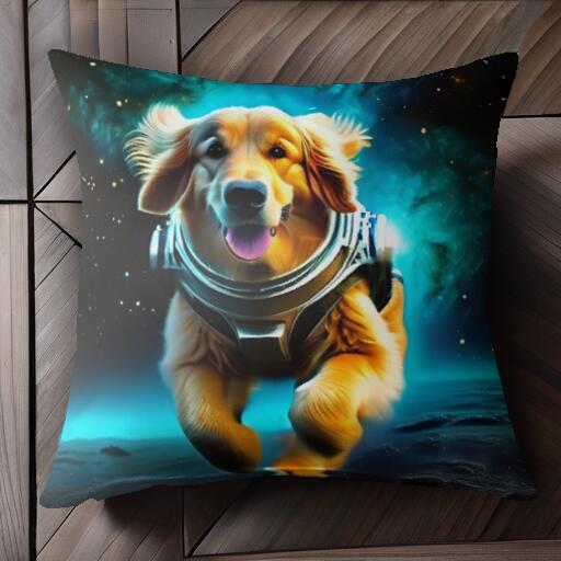 宇宙 ゴールデンレトリバー スペース 宇宙服 星雲 クッションカバー 45×45cm アニマル柄 おしゃれ 可愛..