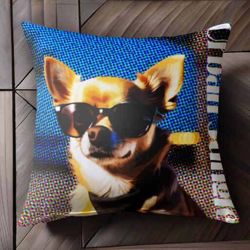 サングラス チワワ クッションカバー 45×45cm アニマル柄 おしゃれ 可愛い クッション本体付き 正方形