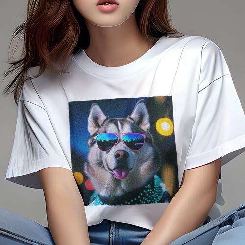 シベリアンハスキー Tシャツ 犬愛 ユニークデザインレディース 犬ファン 半袖 春夏 プリント カジュア..