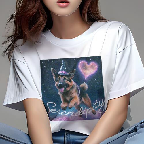 ジャーマンシェパード Tシャツ 犬愛 ユニークデザインレディース 犬ファン 半袖 春夏 プリント カジュアル かわいい 人間用 ギフト 個性的 ハート ジャーマンシェパード 星 帽子