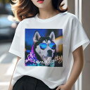 シベリアンハスキー Tシャツ 犬愛 ユニークデザインレディース 犬ファン 半袖 春夏 プリント カジュアル かわいい 人間用 ギフト 個性的 サングラス シベリアンハスキー