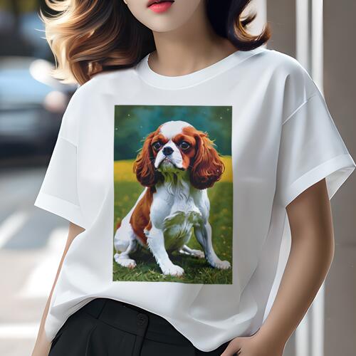 キャバリア Tシャツ 犬愛 ユニークデザインレディース 犬ファン 半袖 春夏 プリント カジュアル かわいい 人間用 ギフト 個性的 芝生 キャバリア 草 キャバリア Tシャツ 犬愛 ユニークデザインレディース 犬ファン 半袖 春夏 プリント カジュアル かわいい 人間用 ギフト 個性的 芝生 キャバリア 草