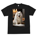 サモエド Tシャツ 犬愛 ユニークデザインメンズ キッズ 犬ファン 半袖 春夏 プリント カジュアル かわいい 人間用 ギフト 個性的 キャンドル サモエド 小麦粉 パン