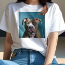 アメリカンピットブルテリア Tシャツ 犬愛 ユニークデザインレディース 犬ファン 半袖 春夏 プリント カジュアル かわいい 人間用 ギフト 個性的 アメリカンピットブルテリア