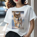 柴犬 Tシャツ 犬愛 ユニークデザインレディース 犬ファン 半袖 春夏 プリント カジュアル かわいい 人間用 ギフト 個性的 雪 柴犬 冬 太陽(4)