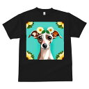 イタリアングレーハウンド Tシャツ 犬愛 ユニークデザインメンズ キッズ 犬ファン 半袖 春夏 プリント カジュアル かわいい 人間用 ギフト 個性的 花 イタリアングレーハウンド ひまわり