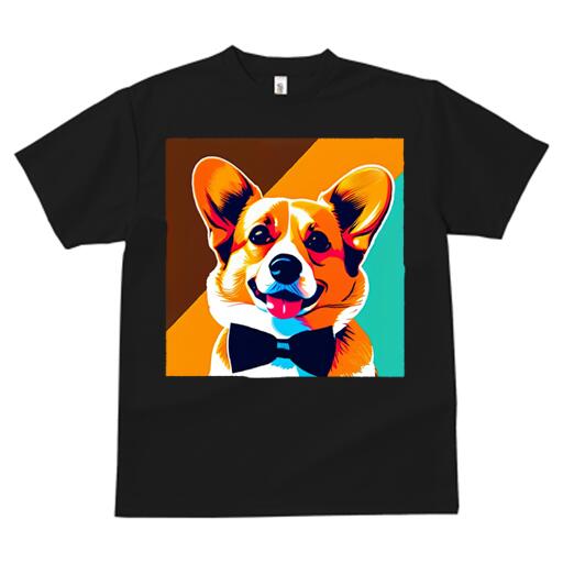 コーギー Tシャツ 犬愛 ユニークデザインレディース 犬ファン 半袖 春夏 プリント カジュアル かわいい 人間用 ギフト 個性的 蝶ネクタイ コーギー ポップアート