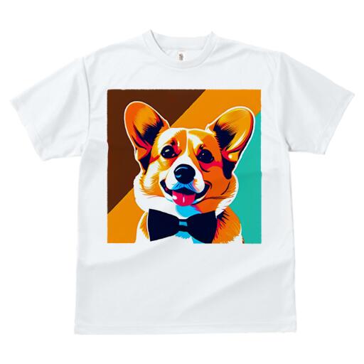 コーギー Tシャツ 犬愛 ユニークデザインレディース 犬ファン 半袖 春夏 プリント カジュアル かわいい 人間用 ギフト 個性的 蝶ネクタイ コーギー ポップアート