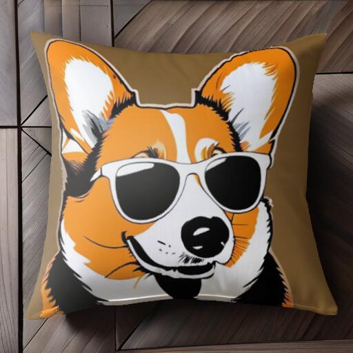サングラス コーギー クッションカバー 45×45cm アニマル柄 おしゃれ 可愛い クッション本体付き 正方形
