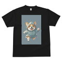 コーギー Tシャツ 犬愛 ユニークデザインメンズ キッズ 犬ファン 半袖 春夏 プリント カジュアル かわいい 人間用 ギフト 個性的 雨 コーギー レインコー...