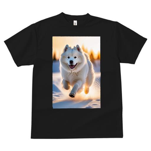 サモエド Tシャツ 犬愛 ユニークデザインレディース 犬ファン 半袖 春夏 プリント カジュアル かわいい 人間用 ギフト 個性的 雪 サモエド 冬 日光