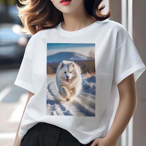 サモエド Tシャツ 犬愛 ユニークデザインレディース 犬ファン 半袖 春夏 プリント カジュアル かわいい 人間用 ギフト 個性的 雪 サモエド 冬 山 サモエド Tシャツ 犬愛 ユニークデザインレディース 犬ファン 半袖 春夏 プリント カジュアル かわいい 人間用 ギフト 個性的 雪 サモエド 冬 山