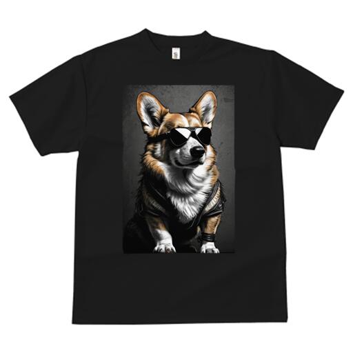 コーギー Tシャツ 犬愛 ユニークデザインレディース 犬ファン 半袖 春夏 プリント カジュアル かわいい 人間用 ギフト 個性的 サングラス コーギー 革ジャン